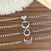 2Pcs/set Stainless Steel Simple Hollow Love Sun Moon Chain Bracelets Temperament Ins Chain Ladies Couple Card Bracelet