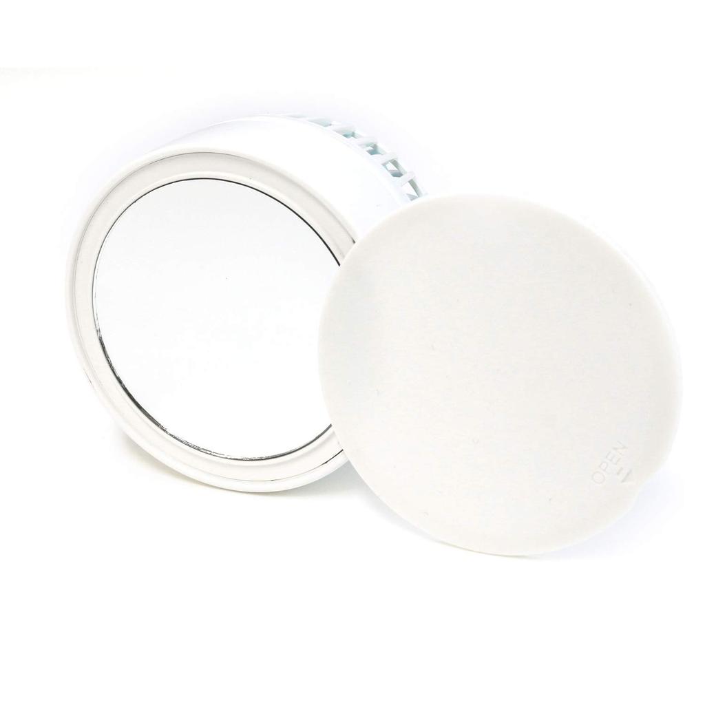 Abbi Fan Mirror Portable Fan with Mirror White Compact Portable Fan Abbi Fan Mirror Foldable USB Rechargeable Neck Strap Included Mirror 3 Adjustable