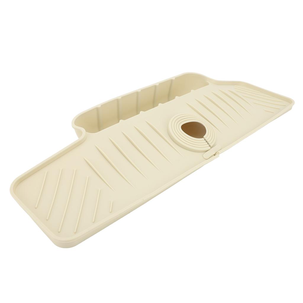 Faucet Mat with Storage Basket Fast Drying Kitchen Sink Splatter Guard Silicone Draining Mat Sink