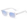Lunettes de Soleil Rondes Bleues Transparentes Mode UV400 Rétro Rivet Écaille Carré Petit Lunettes de Soleil pour Femmes Hommes