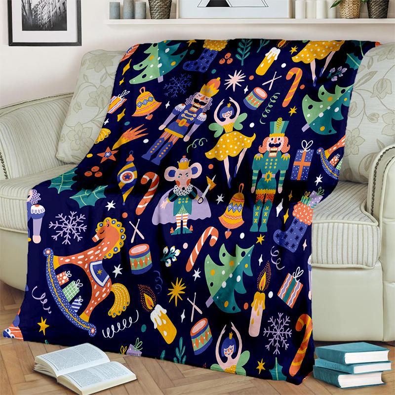 The Nutcracker Merry Christmas Cartoon Doll Festival Gift Blanket,Soft Throw Blanket for Home Bedroom Bed Sofa Picnic Cover Kids