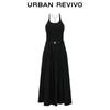 UR 2025 Autumn Women's Trendy Contrast Belted Slim Dress