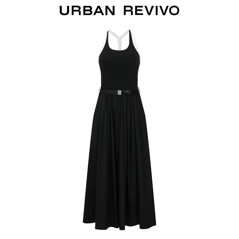 UR 2025 Autumn Women's Trendy Contrast Belted Slim Dress