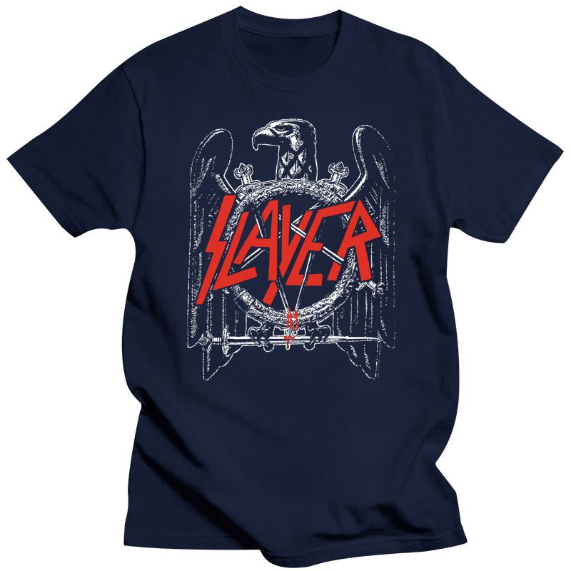 2023 Slayer Unisex'S Black Eagle T-skjorte Unisex kvinner Medium Black T-skjorte 2Xl 3Xl 4Xl 5Xl 100% bomull T-skjorte