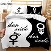 Black and White Duvet Cover Couple Black and White Twin Bedding Set Her Side and His Side Full Queen King Polyester Qulit Cover