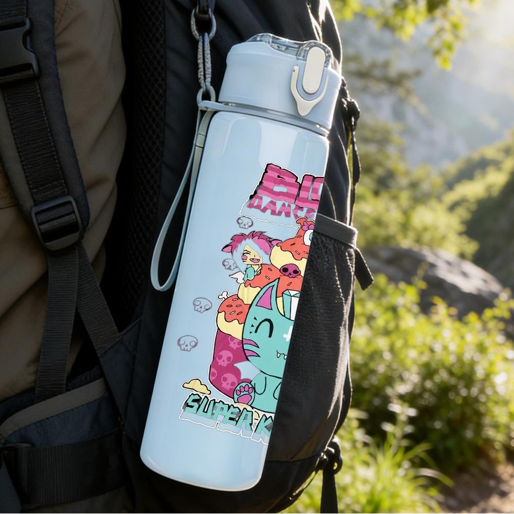 1PC Colorful Retro Rainbow Cartoon Print 750ml Portable Sports Water Bottle Leakproof Gym Outdoor Travel Drink Cup