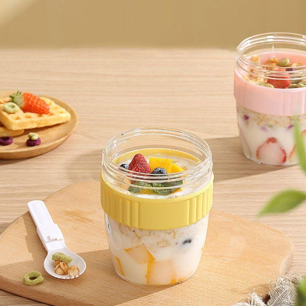 Plastic Yogurt Salad Cup Transparent Lunch Box Multifunctional Oatmeal Cereal Cup  Fitness