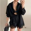 Women's White Long Sleeve Shirt Dress Button Front Casual Mini Dress