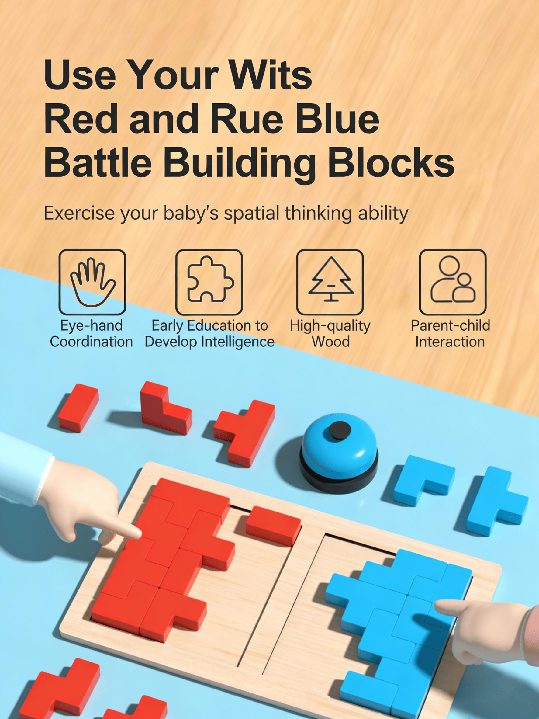 3D Tetris Puzzle Blocks 2 Player Battle Game Brain Teaser Wooden Toy for Kids Adults Family Party Competition Thinking Training