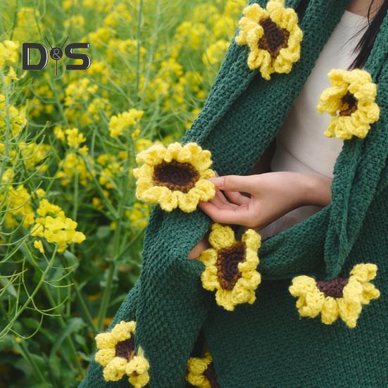 Crochet Flowers Rose Bouquet Blanket Soft Breathable Decorative Romantic Rose Flower Bouquet Knitted Throw Blanket