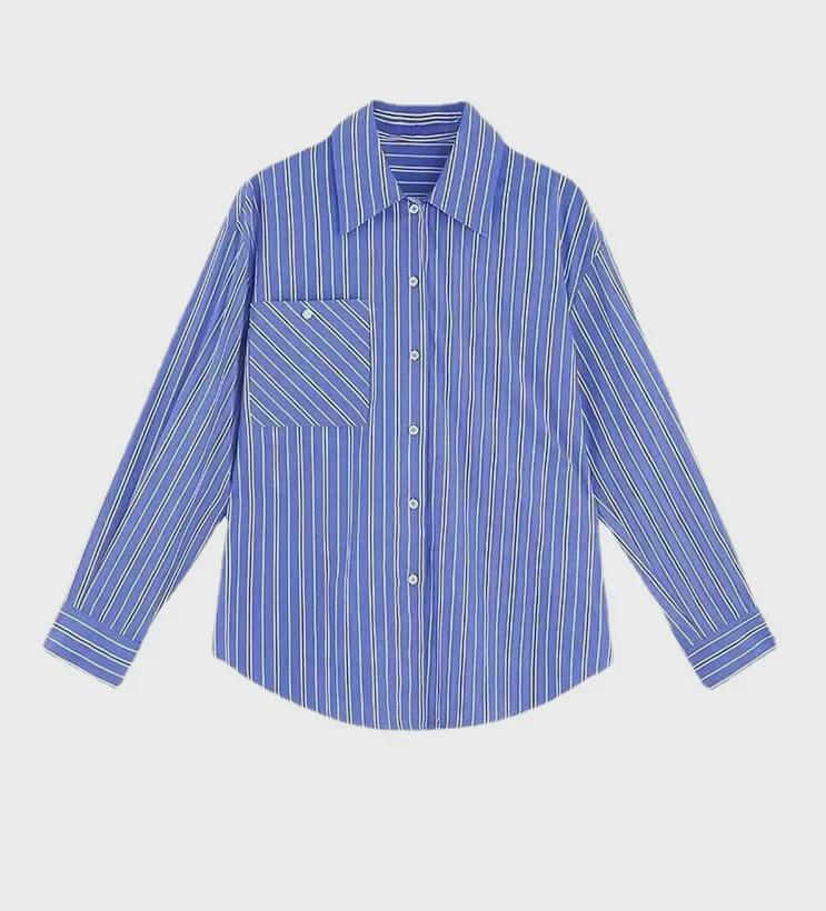 HAVERIC Stylish Black & White Striped Loose-Fit Blouse