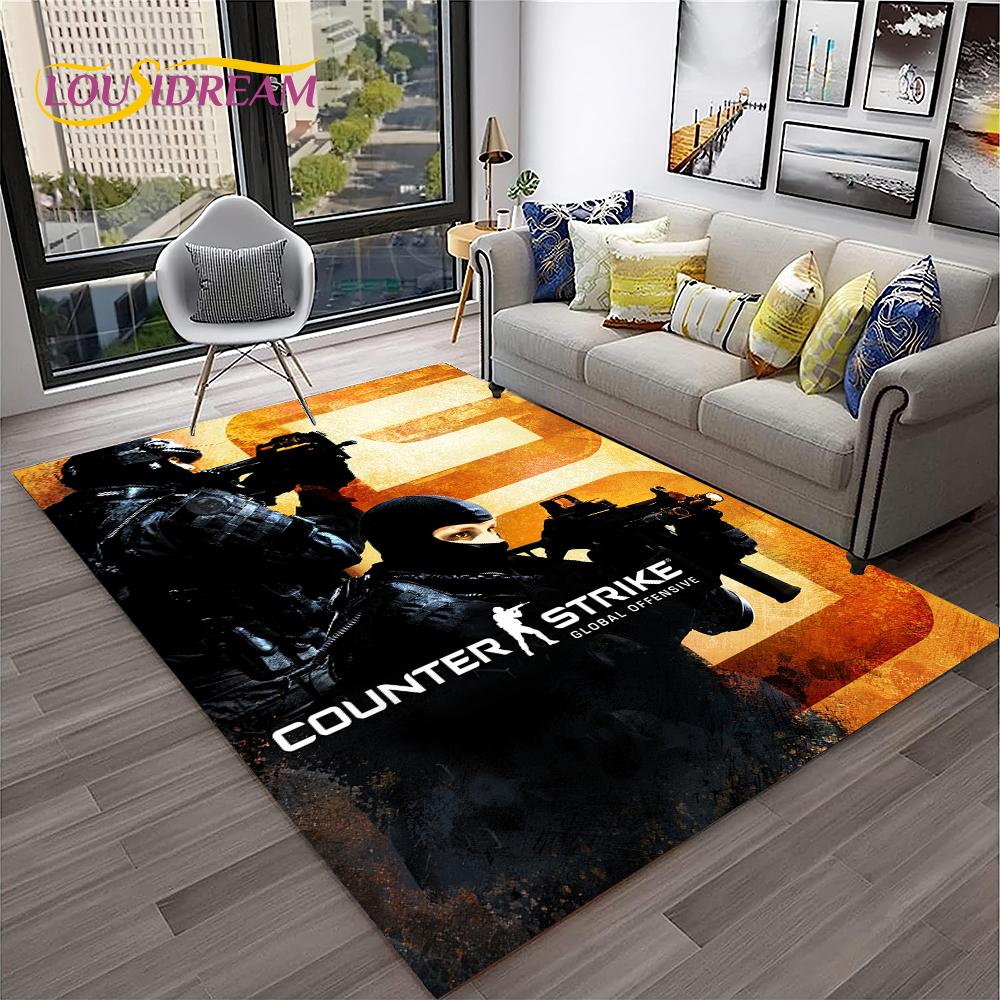 3D CS GO Game,Counter Strike Gamer Carpet Rug for Home Living Room Bedroom Sofa Doormat Decor,kids Area Rug Non-slip Floor Mat