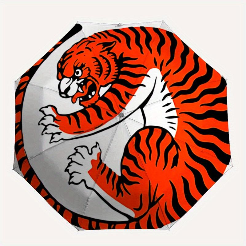 

1pc Tiger Print Automatic Open/close Folding Umbrella, Compact Portable Travel Umbrella, Durable Construction yy250809115