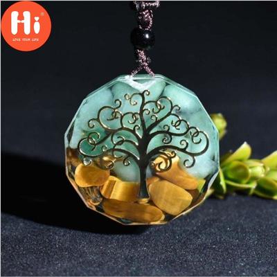 Hi Handmade Natural Party Birthday Energy Stone Crystal Pendant Tree Of Life Energy Orgonite Necklace
