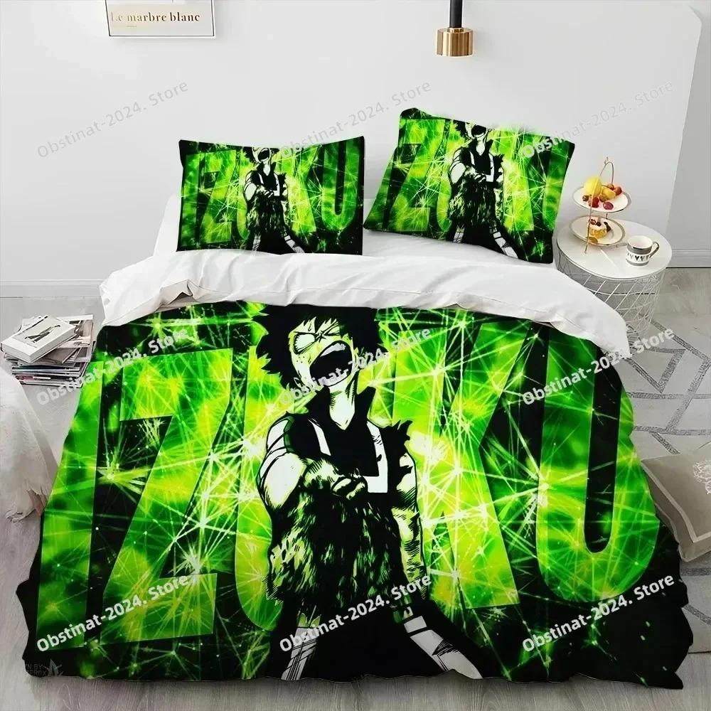 Anime My Hero Academia Izuku Deku Bedding Set Printed Set Duvet Cover Sheet Pillowcase Bed Full Quilt Cover Soft Queen King Size