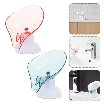 2 Pcs Storage Rack Soap Holder Drain Boxes Sponge Container Sucker Plastic Handmade Suction Child