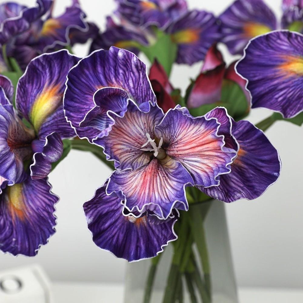 New Purple Artificial Iris Flowers Decorative PVC Fake Flower Bouquet Floral Artificial Faux Plants Outdoor Decor
