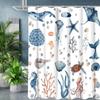 Painting Style Sea World Pattern Bathing Curtain  Bathroom Shower Curtain Waterproof With 12 Hooks Home Deco