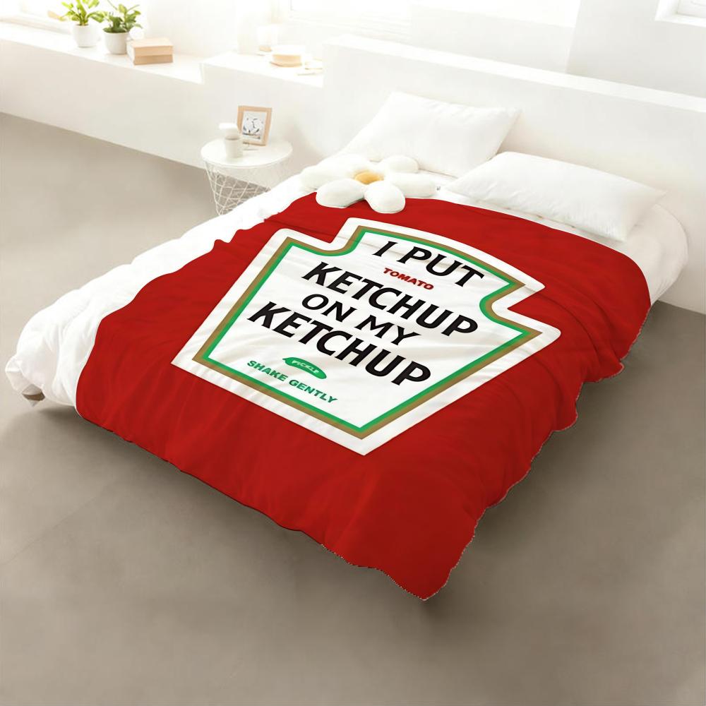 

Funny Ketchup Label Throw Flannel Throw Blanket: Soft Kid-Friendly Warm Anti-Static All Season Washable Couch Bed Home 75x90cm