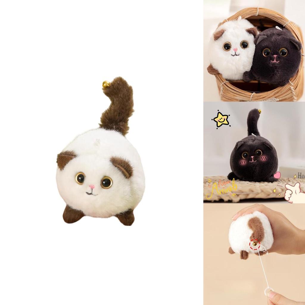Adorable Cat Keychain Toy With Moving Tail Soft And Short Plush