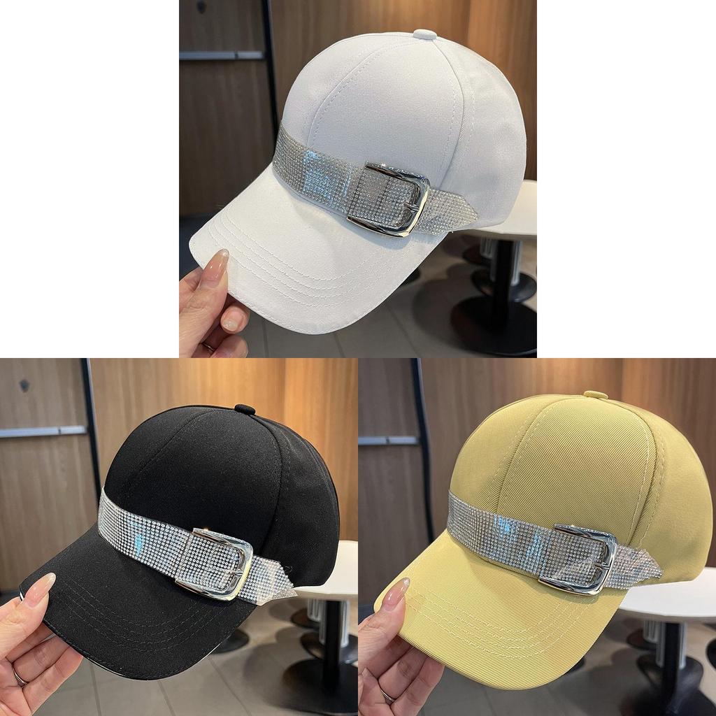 Casual Baseball Cap With Rhinestone Embellishments And Sun Protection For Spring Summer Wear