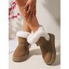 Women's Plus Size Frayed Edge Platform Snow Boots Winter Short Ankle Suede Warm Fleece Lined Cotton Boots