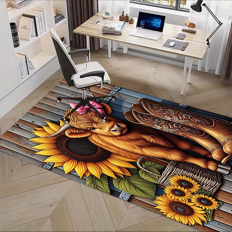 Chair Mat: Sunflower Cow Office Carpet Large Rug for Home Decor, Sofa Cover, Gift Idea, Suitable for Bedroom, Living Room, Various Rooms