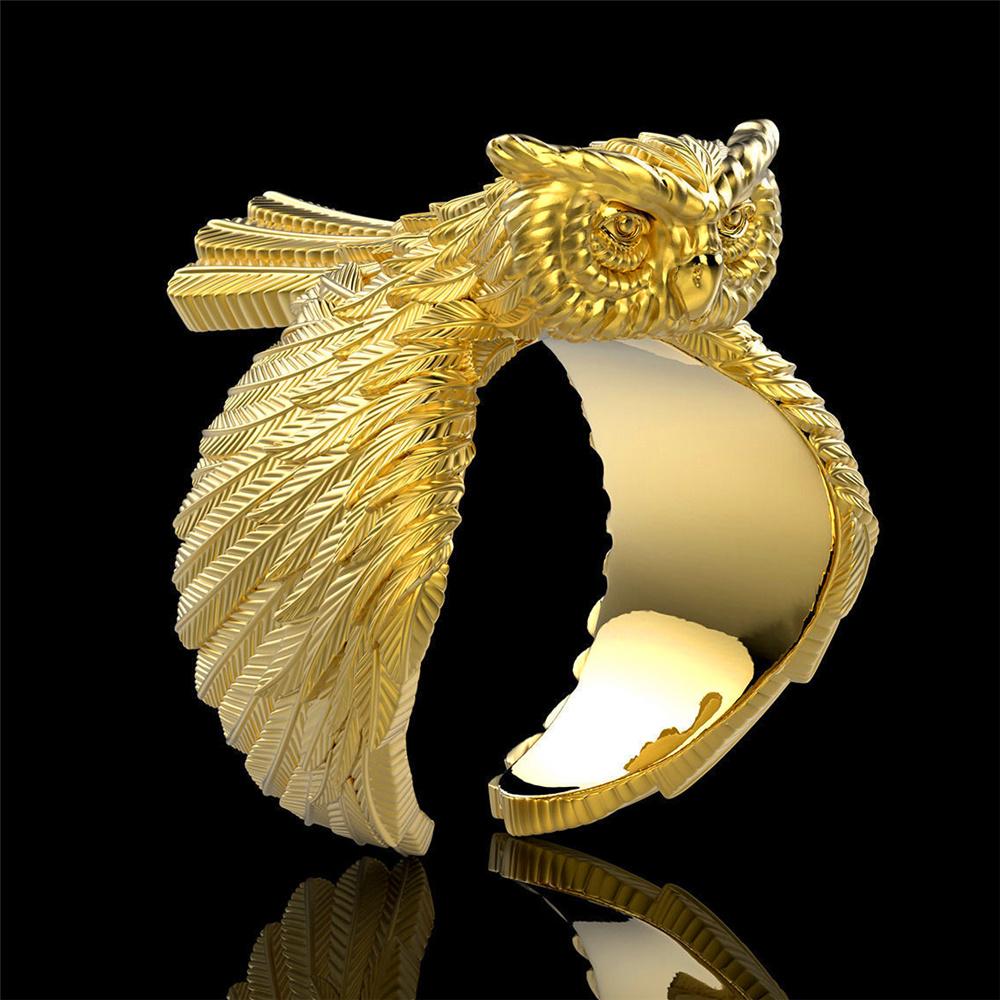 Anello da Dito Animale Civetta Femmina Carino Anello Nuziale Colore Oro Vintage Gioielli da Sposa Per Donne