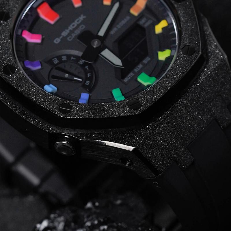 Casio Męski Zegarek Kryształowy, Analogowo-Cyfrowy, Seria Czarna GA-2100-1A1(Watch8--)