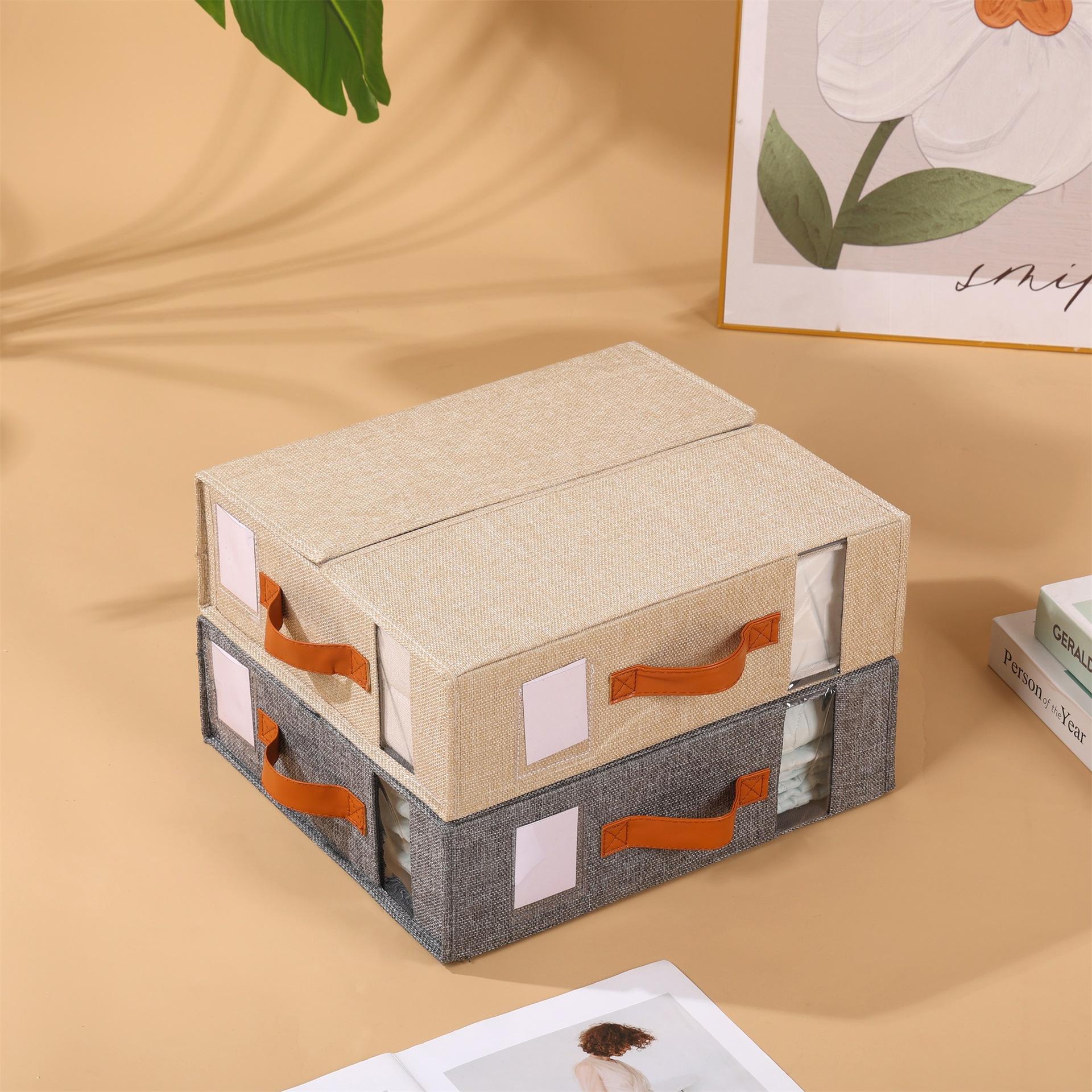 

Популярный четырехсекционный ящик для хранения, двухручный ящик для хранения хозяйственных товаров, простынь, пододеяльник, ящик для хранения одежды 38*32*12cm абрикосовый