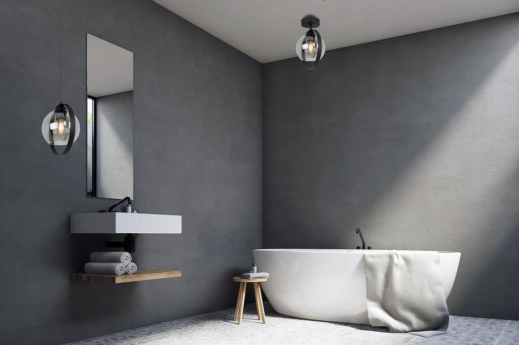 MODERN CEILING LAMP GLASS RING GRAPHITE