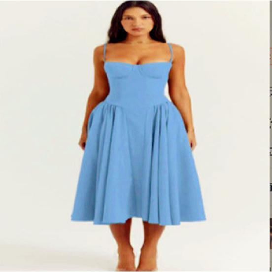 Nova moda feminina primavera e verão temperamento deslocamento respirável e confortável camisa sexy vestido de saia longa