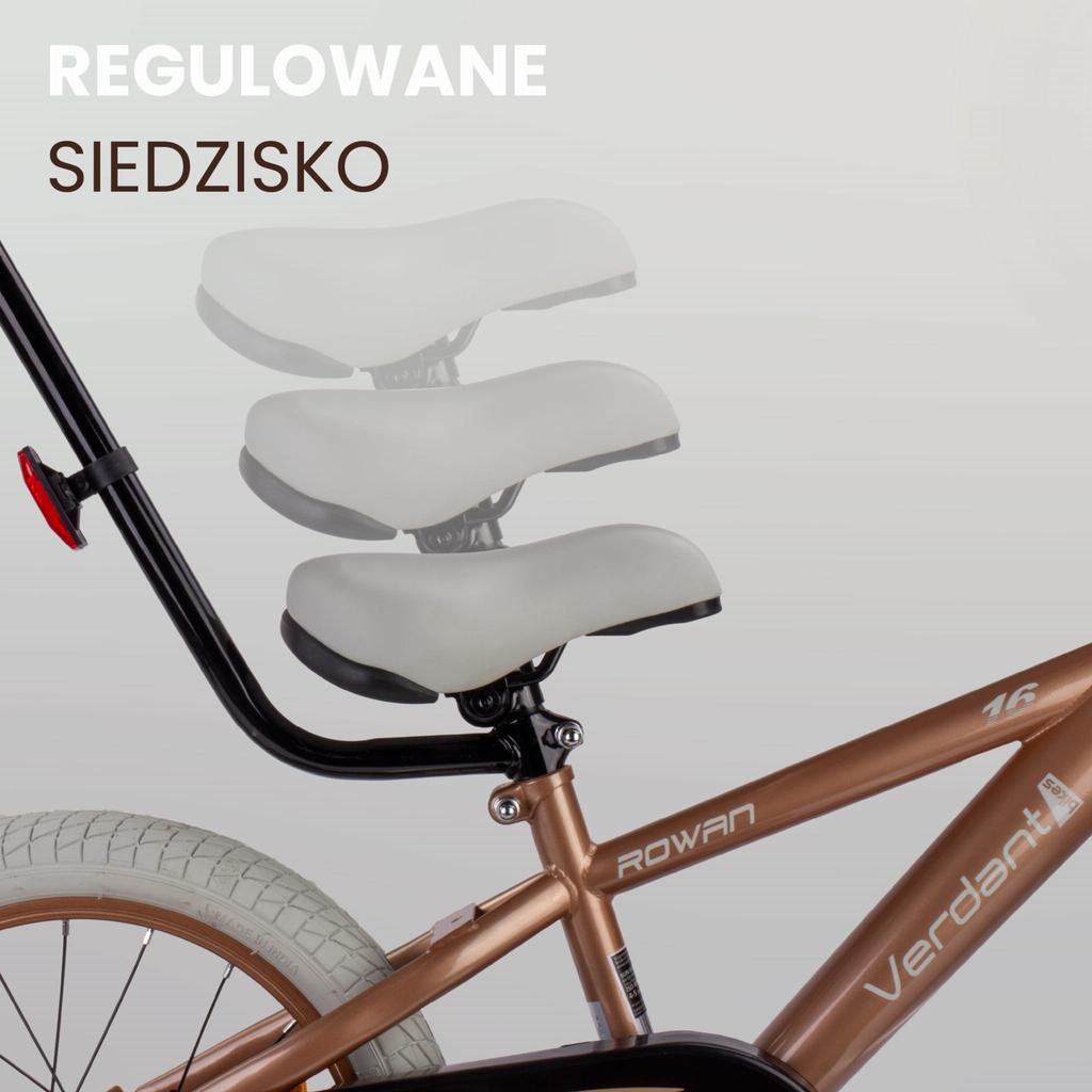 Rower Dziecięcy 16 Cali Dla Chłopca Prowadnik Kółka Boczne Koszyk Verdant Rowan Cappuccino
