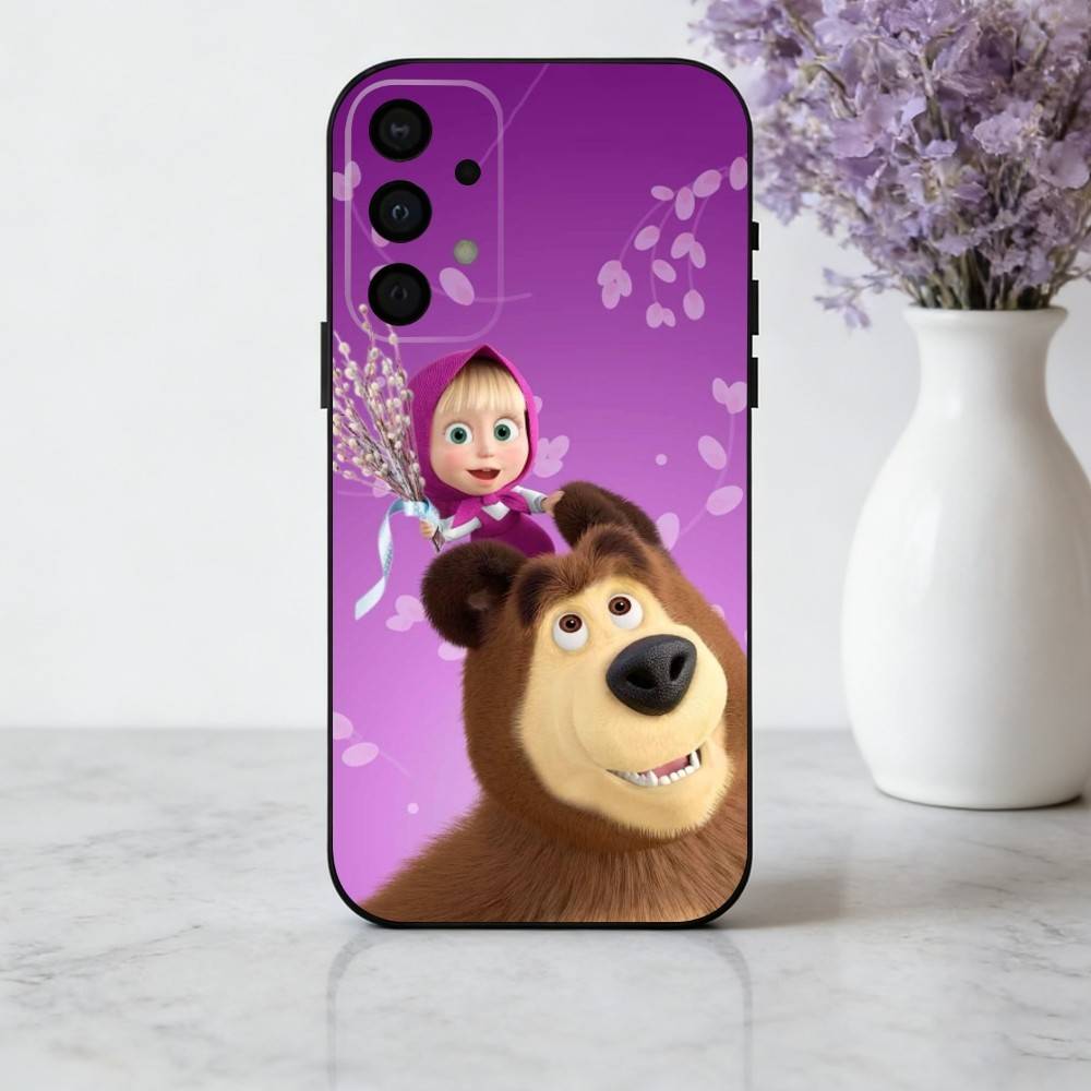 

Cute M-Masha and the B-Bears Phone Case For Samsung Galaxy A73,A72,A71,A70,A53,A52,A51,Soft Silicone Black Cover Samsung a20s