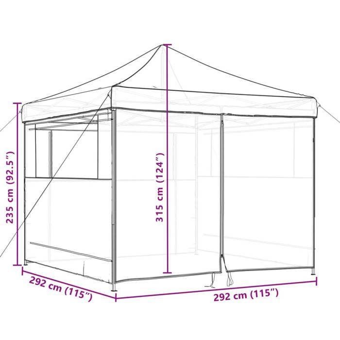 VidaXL Tente de réception pliable escamotable avec 4 parois latérales, tente, tente à auvent, auvent de gazebo, tente 4004928