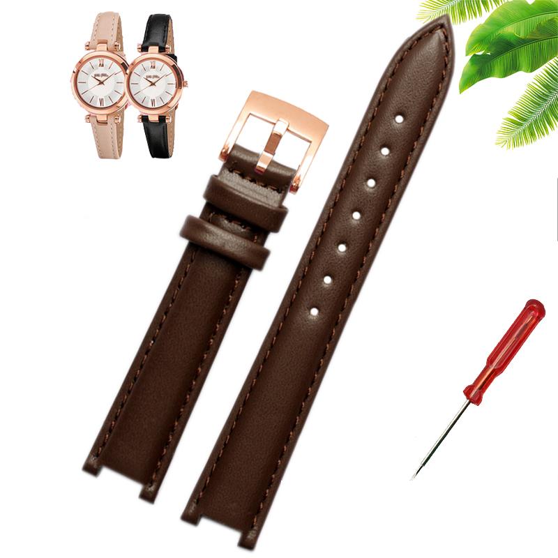Genuine Leather Watch Band Women's Watch Strap for Folli Follie Lady Bubble Series Notch Pin Buckle Watch Bracelet 12MM 16MM 20