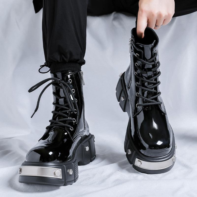 Herren Martin Boots 2024 Frühling und Herbst dicksohlige erhöhende mittelhohe super angesagte amerikanische Stiefel beliebte Lokomotivstiefel 33988-R