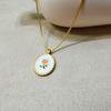 Meier Minimalist geometric oval tulip enamel pendant necklace - short clavicle chain