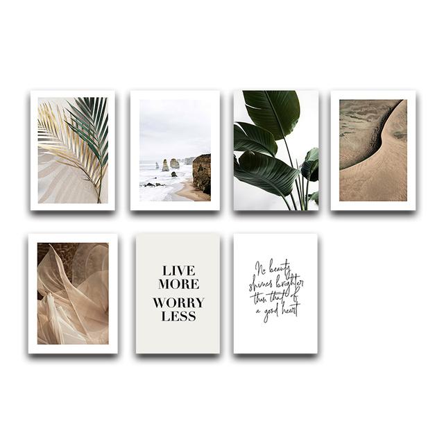 Canvas Painting Vintage Palm Leaf Landscape Poster Quotes Nordic Art Print Modern Scandinavian Wall Picture Living Room Decor