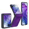 For Motorola Razr Ultra 2024 Case/Razr 50 Ultra Case,Built-in Screen Protector & Hinge Protection & Ultra Thin PU Leather Matte PC Phone Case-Purple