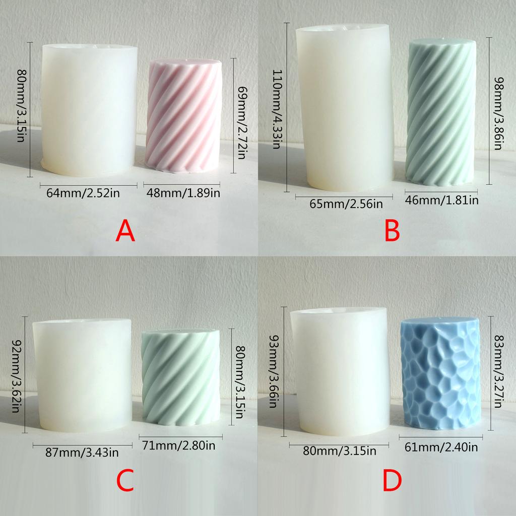 Spiral Cylindrical Candle Mould Geometry Candle Silicone Mold Handmade Aromatherapy Candle Soap Resin Mold DIY Art Craft