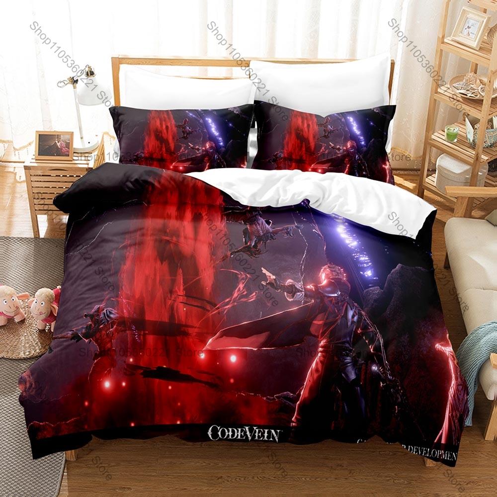 Code Vein Revenant Warriors Post-apocalyptic Dark Souls-like Anime Game HD Print Bedding Set Duvet Cover + 2 Pillowcases Gamer