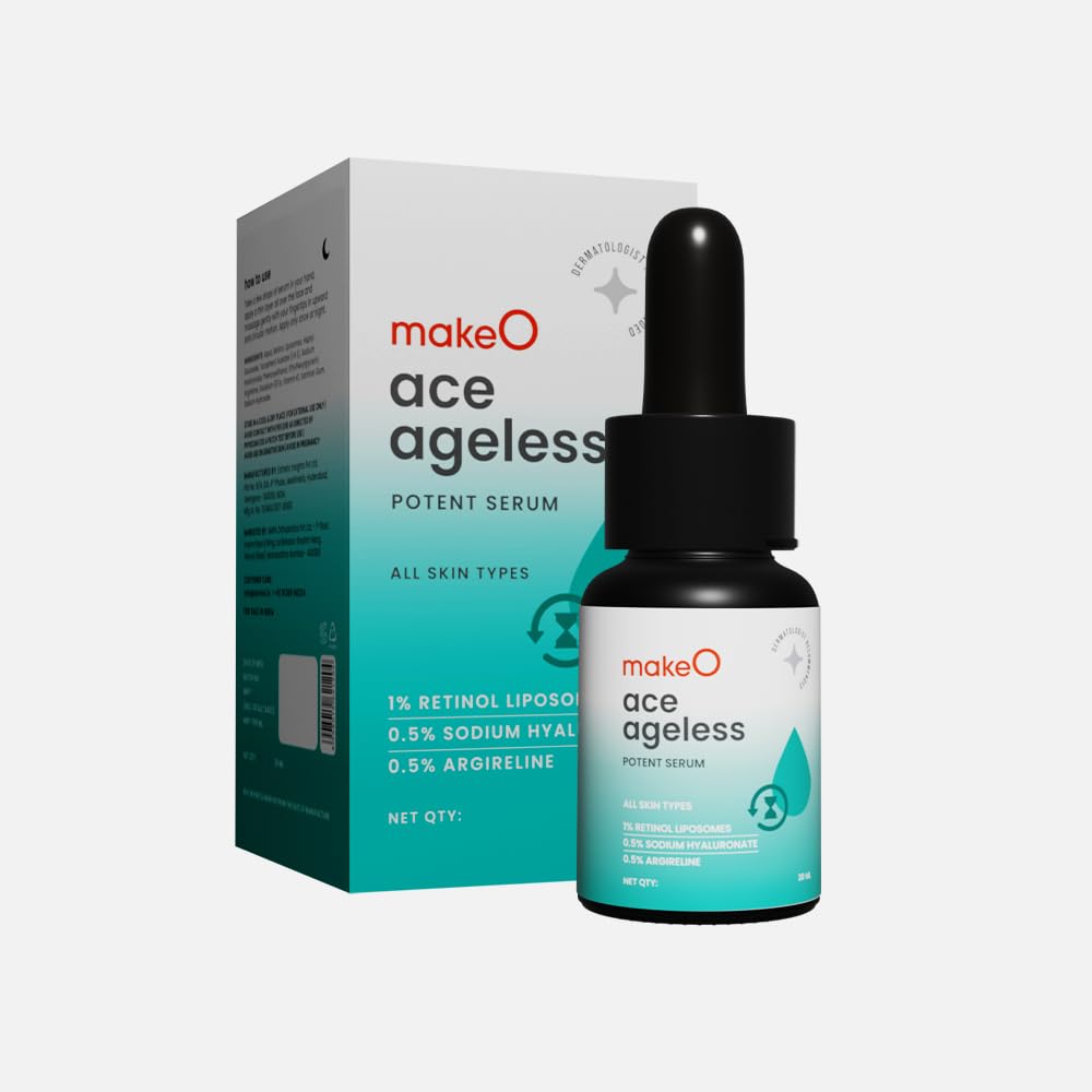 makeO Ace Ageless Potent Face Serum | with 0.5% Argireline | Paraben Free | Anti Aging Night Face Serum | 30 ml | Reduce Dark Spots & Boosts Collag