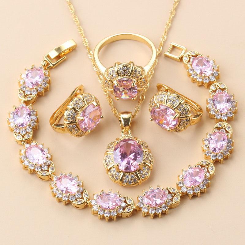 Dubai Luxurious  Gold Plated Zircon Jewelry Sets With  Mark Clip Earrings And Necklace Bridal Costume For Women Gift Box