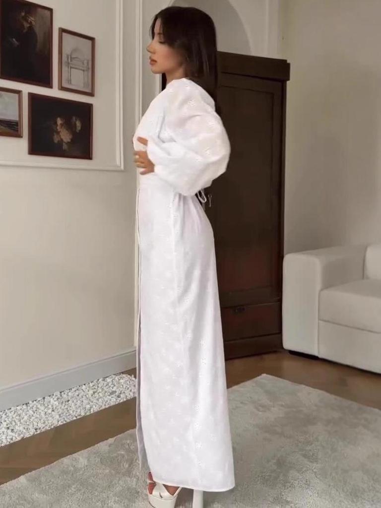 2025 European & American Elegant Women's Long Sleeve Summer Dress with Casual Long Skirt