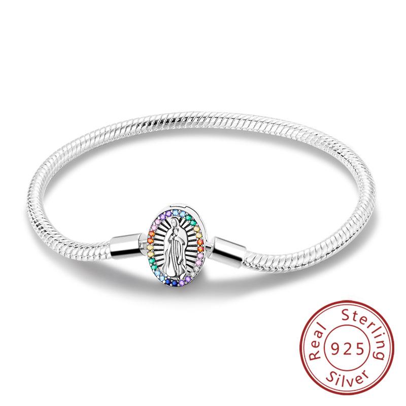 Armband Original 925 Sterling Silver Berlockarmband 17-20CM Kärlekshjärta Pave Zirkonia Armband för Kvinnor DIY Berlock Smycken Gåvor