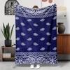 Paisley Geometric Pattern Bohemian Style Art Blanket - Blue & White Soft All-Season Multi-Purpose Throw for Couch, Nap & Travel