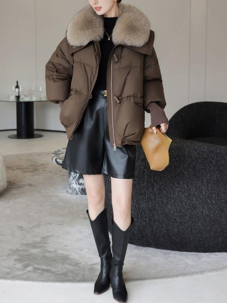 New Winter Warm Goose Down Jackets Natural Collar Puffer Jackets Women Thick Female Streetwear Coats