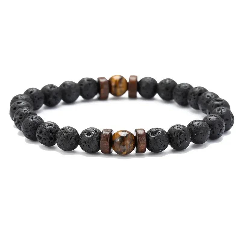 Vintage Irregularity Natural Lava Stone Beaded Couple Bracelet for Men Women Personality Charm Party Bangle Jewelry Accessories