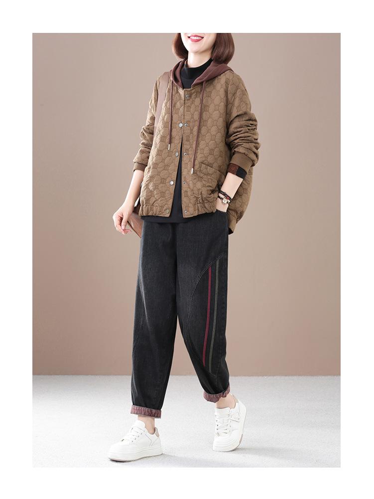 Mamas Jacke: Damen 2025 Übergröße Gesteppt Baumwollgepolstert Leicht Lässig Herbst Winter Mode